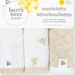 Burt's Bees - Baby Infant Washcloths, 100% Organic Cotton, 3Pck, Oatmel