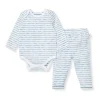 Burts Bees - Baby Slub Stripe Bodysuit Set Underwater