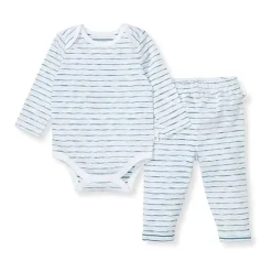 Burts Bees - Baby Slub Stripe Bodysuit Set Underwater