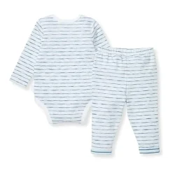 Burts Bees - Baby Slub Stripe Bodysuit Set Underwater