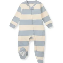 Burts Bees - Baby Unisex Rugby Stripe Sleep & Play, Quarry