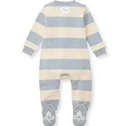 Burts Bees - Baby Unisex Rugby Stripe Sleep & Play, Quarry