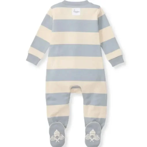 Burts Bees - Baby Unisex Rugby Stripe Sleep & Play, Quarry