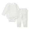 Burts Bees - Baby Unisex Slub Stripe Bodysuit Set, Mossy Green