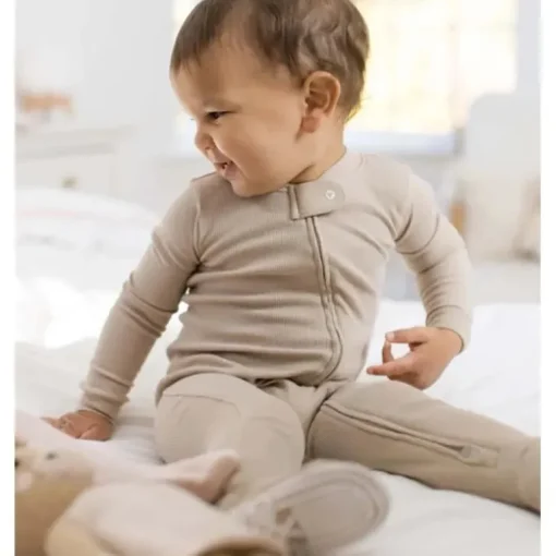 Burts Bees - Baby Unisex Solid Rib Sleep & Play, Hummus