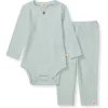 Burts Bees - Baby Unisex Thermal Bodysuit & Pant Set, Cloudy