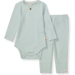 Burts Bees - Baby Unisex Thermal Bodysuit & Pant Set, Cloudy