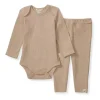 Burts Bees - Baby Unisex Thermal Neutral Bodysuit & Pant Set, Cremini