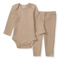 Burts Bees - Baby Unisex Thermal Neutral Bodysuit & Pant Set, Cremini