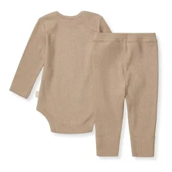 Burts Bees - Baby Unisex Thermal Neutral Bodysuit & Pant Set, Cremini