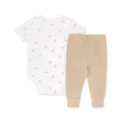 Burts Bees – Conjunto de body e calça canelada para bebê Golden Bee, nuvem