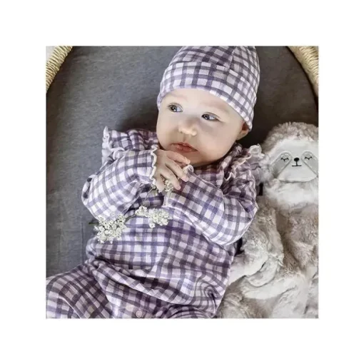 Burts Bees – Conjunto de macacão Micro Gingham e cartola com nó, Dawn