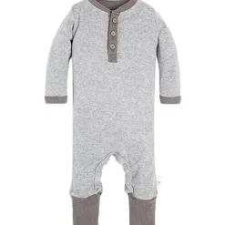 Burts Bees - Macacão Henley Neutro para Bebê, Heather Grey, Prematuro