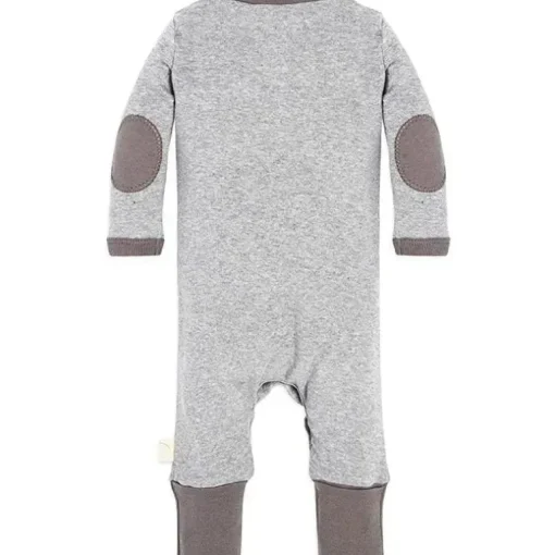 Burts Bees - Macacão Henley Neutro para Bebê, Heather Grey, Prematuro