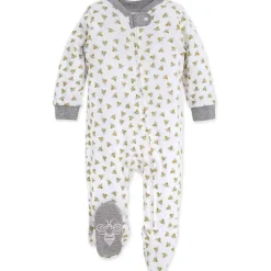 Burts Bees - Pijama Honey Bee Orgânico para dormir e brincar para bebês, cinza urze