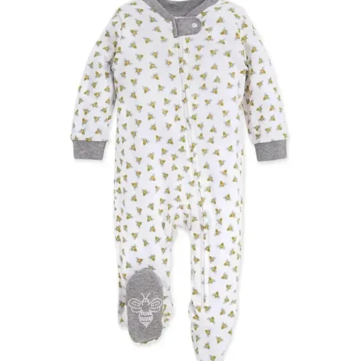 Burts Bees - Pijama Honey Bee Orgânico para dormir e brincar para bebês, cinza urze