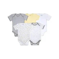 Burt's Bees - 5Pk Baby Bodysuits manga curta, Sunshine