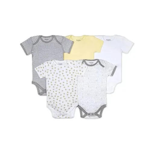 Burt's Bees - 5Pk Baby Bodysuits manga curta, Sunshine