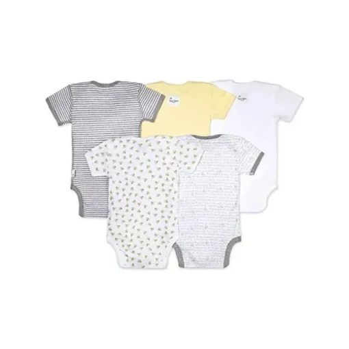 Burt's Bees - 5Pk Baby Bodysuits manga curta, Sunshine