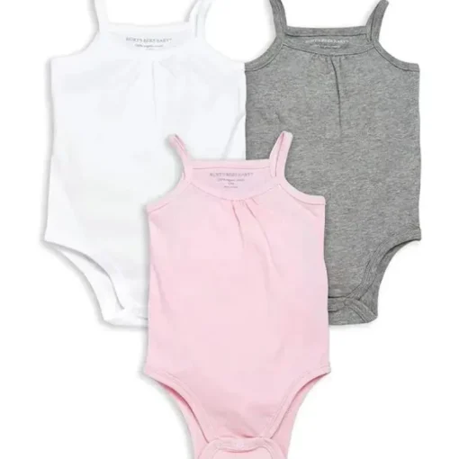 Burts Bees – 3Pk Baby Girl Camisola Clássica Bodysuit