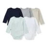 Burts Bees - 5Pk Baby Unisex Solid Long Sleeve Bodysuits, Midnight