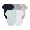 Burts Bees - 5Pk Baby Unisex Solid Short Sleeve Bodysuits, Midnight