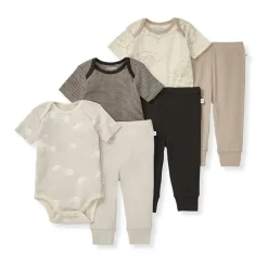 Burts Bees - 6Pk Baby Unisex Organic Cotton Bodysuit & Pant Set, Limestone