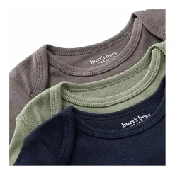 Burts Bees - 3Pk Baby Unisex Organic Solid Short Sleeve Bodysuits, Midnight