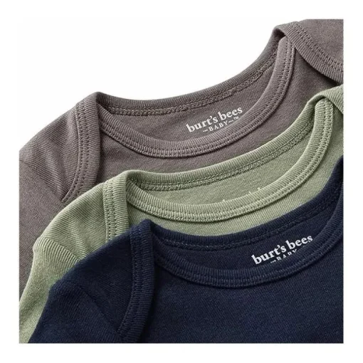 Burts Bees - 3Pk Baby Unisex Organic Solid Short Sleeve Bodysuits, Midnight
