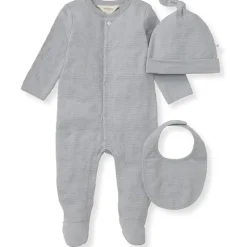 Burts Bees - 3Pk Jumpsuit, Hat & Bib Set, Quarry