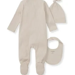 Burts Bees - 3Pk Jumpsuit, Hat & Bib Set, Limestone