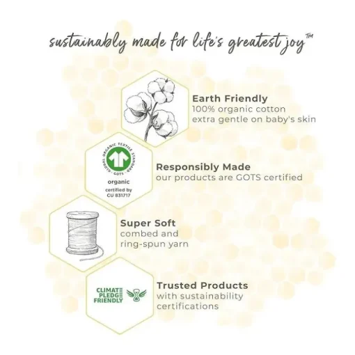 Burts Bees - 3Pk Jumpsuit, Hat & Bib Set, Ranunculus