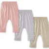 Burts Bees - 3Pk Organic Cotton Baby Harem Pants, Pink Sand