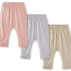 Burts Bees - 3Pk Organic Cotton Baby Harem Pants, Pink Sand