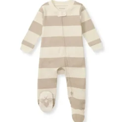 Burts Bees - Rugby Stripe Sleep & Play, Oat