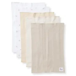 Burts Bees - Set Of 5 Golden Bee Burp Cloths, Oat