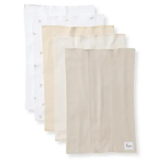 Burts Bees - Set Of 5 Golden Bee Burp Cloths, Oat
