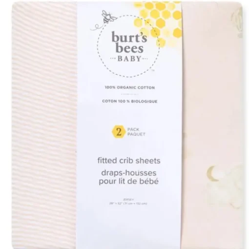 Burts Bees - Set Of 2 Good Night Sky Crib Sheets, Ranunculus