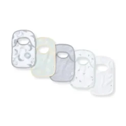 Burts Bees - Set Of 5 Hello Moon Lap Shoulder Bibs, Quarry