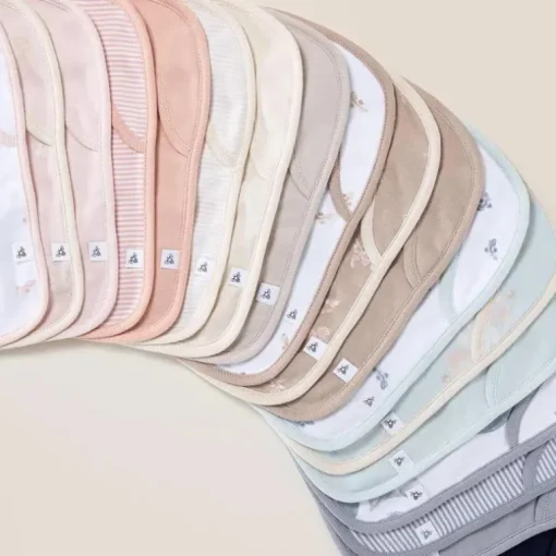 Burts Bees - Set Of 5 Hello Moon Lap Shoulder Bibs, Quarry