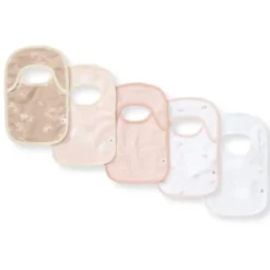 Burts Bees - Set Of 5 Whimsical Floral Lap Shoulder Bibs, Ranunculus