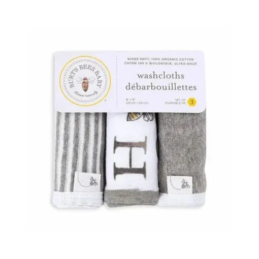 Burt's Bees conjunto de 3 toalhas de banho A-Bee-C cinza urze tamanho único cabide cinza