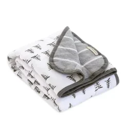 Burt's Bees Pine Forest Reversível Jersey Swaddle Cobertor Heather Cinza Cabide