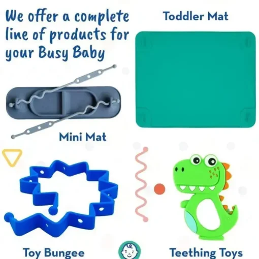 Busy Baby - tapete de silicone, ventosas, 4 alças para proteger os itens essenciais do bebê, hortelã