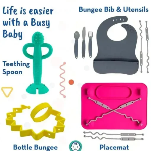 Busy Baby - tapete de silicone, ventosas, 4 alças para proteger os itens essenciais do bebê, hortelã