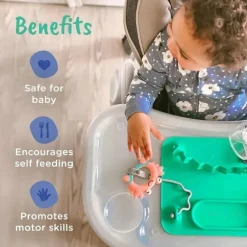 Busy Baby - tapete de silicone, ventosas, 4 alças para proteger os itens essenciais do bebê, hortelã