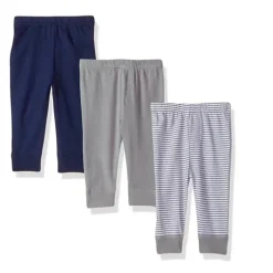 Calças Afuniladas de Algodão Luvable Friends Bebés Meninas - Pacote de 3 Azul