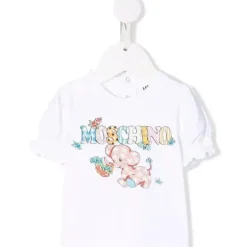 Camiseta bufante Moschino bebê menina com elefante, amarelo