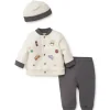 Cardigan Little Me Car Patch com Chapéu Conjunto Cinza