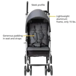 Carrinho compacto Safety 1St - Step Lite, estrutura leve em alumínio, Greyhound